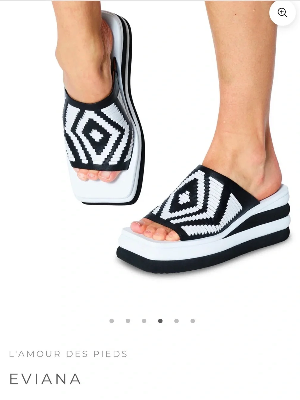 L'Amour des Pieds Eviana Black & White Platform Slide